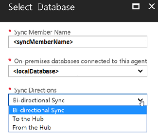 Select the on premises database