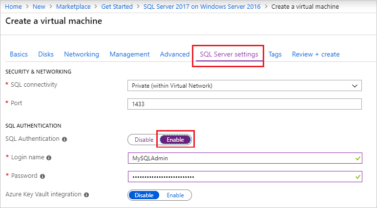 Public SQL connectivity option during provisioning