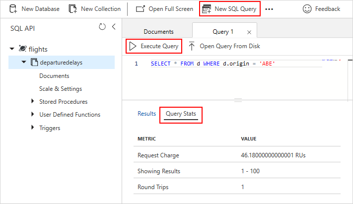 لقطة شاشة لتكلفة طلب استعلام SQL في مدخل Microsoft Azure.