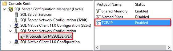 تمكين TCP/IP