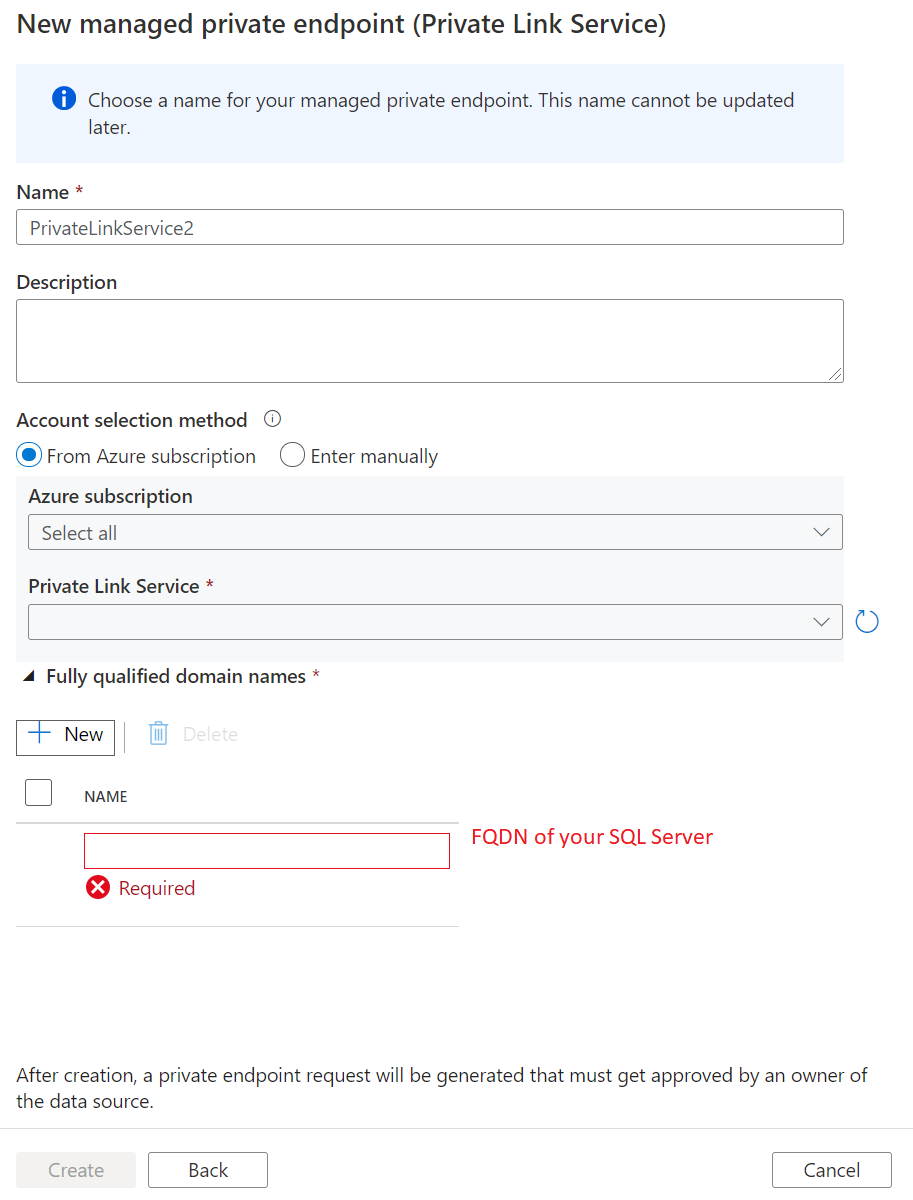 Screenshot تعرض نقطة النهاية الخاصة.
