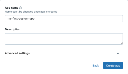 عرض الصفحة لتسمية تطبيق Databricks