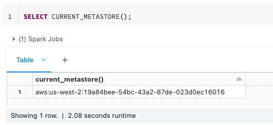 مثال على CURRENT_METASTORE