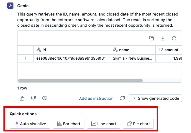 تجانبات الإجراءات السريعة التي تقترح خيارات مرئية مختلفة.