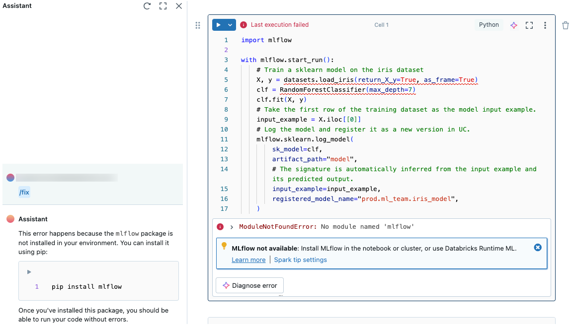 مثال تصحيح الأخطاء المساعد في Python.