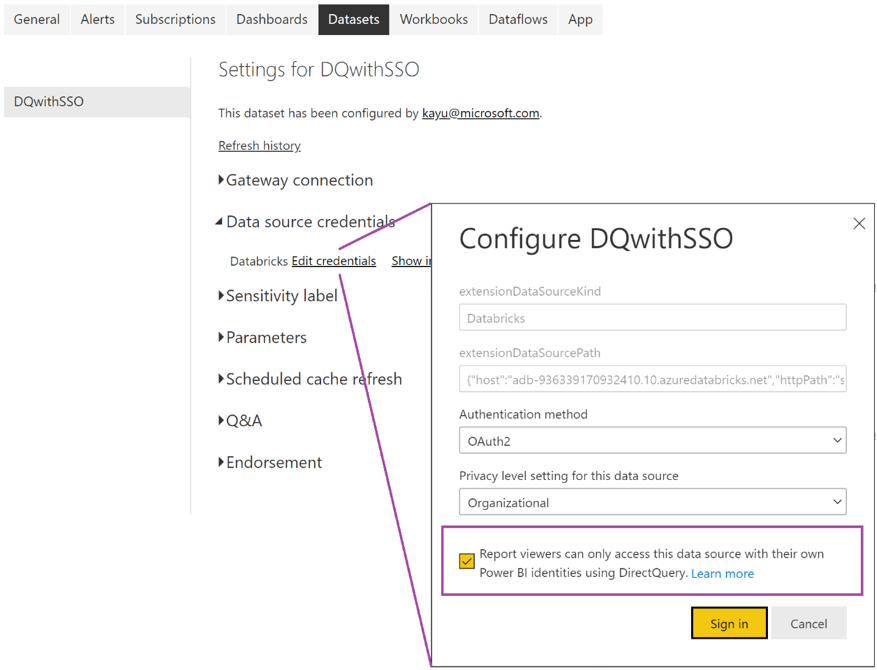 تمكين SSO للوصول إلى بيانات Databricks