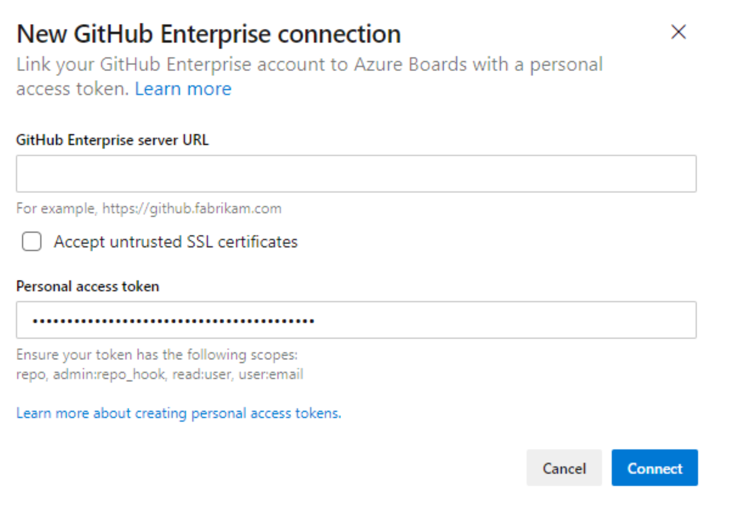 Screenshot of sign in with GitHub PAT.