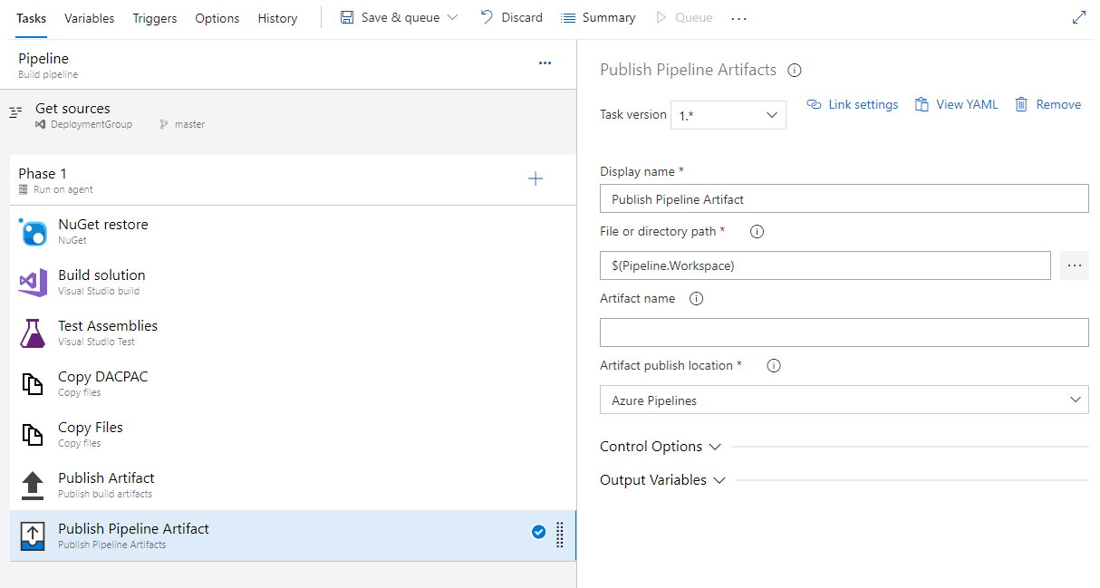 Publish Pipeline Artifacts task