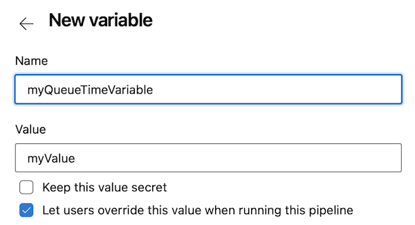 Screenshot of defining a queue-time variable.