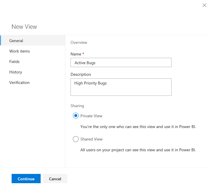 Analytics views General