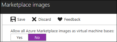 خيار للسماح باستخدام جميع صور Marketplace كصور أساسية لأجهزة VM