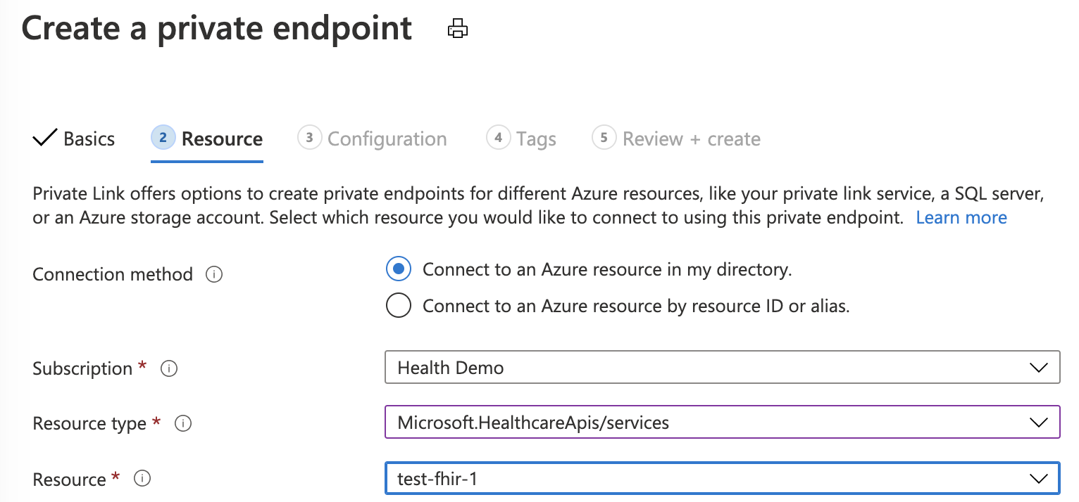 علامة تبويب مورد مدخل Microsoft Azure