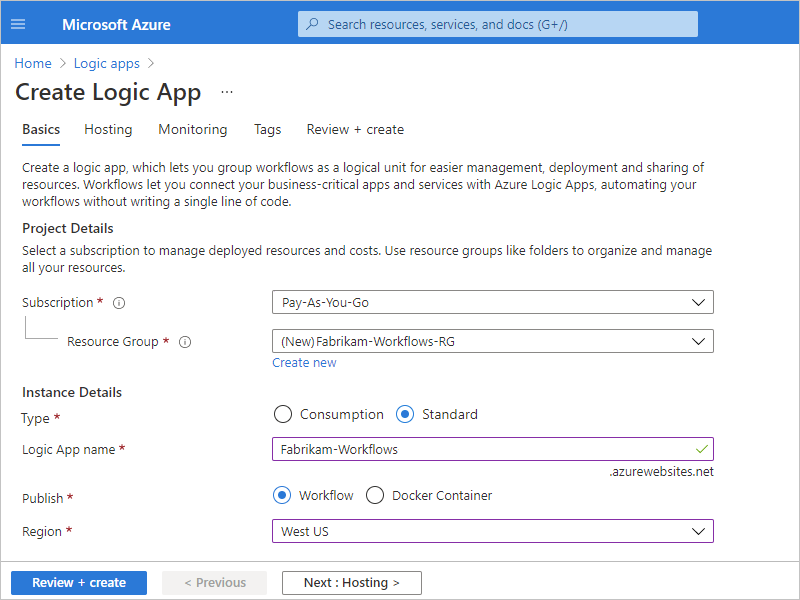 لقطة شاشة تعرض مدخل Microsoft Azure وصفحة 