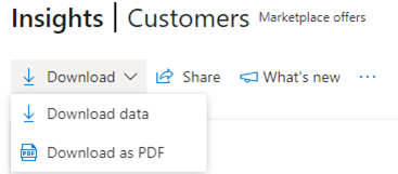 Screenshot showing the Download option on the Insights screen of the Customers dashboard.