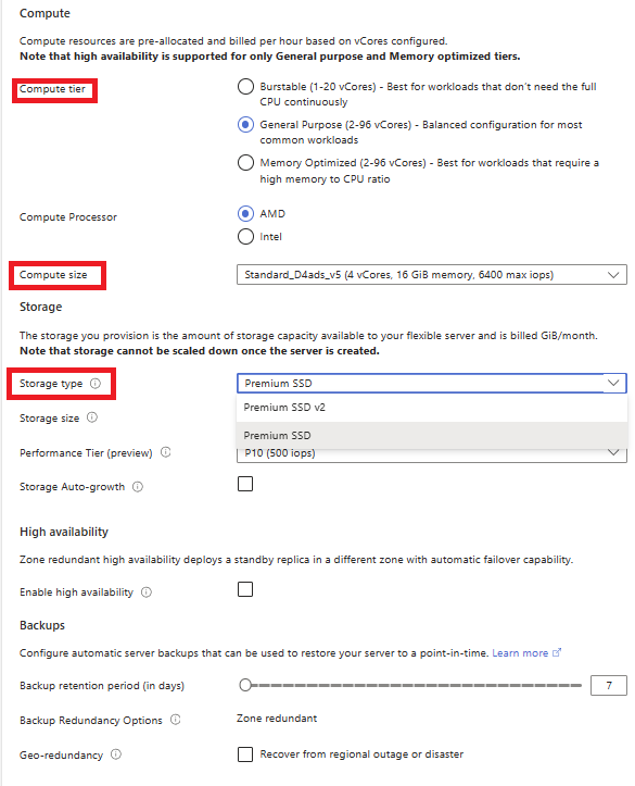 تحجيم التخزين لقاعدة بيانات Azure لخادم PostgreSQL المرن.