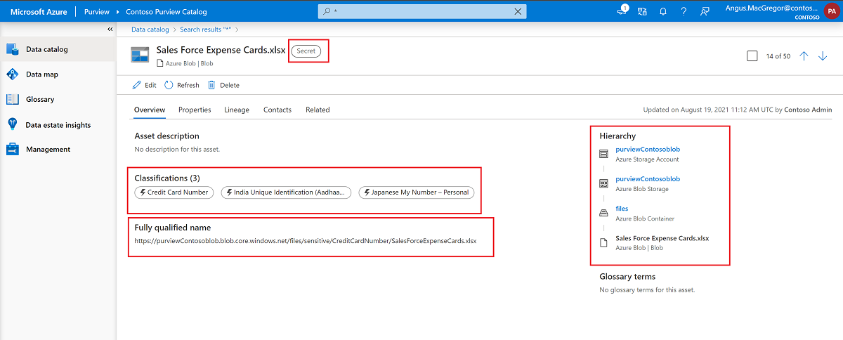 View a sensitivity label on a file in your Azure Blob Storage