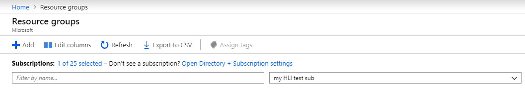 Filter resource groups in Azure portal