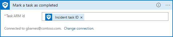 لقطة شاشة توضح كيفية إضافة إجراء دليل المبادئ لوضع علامة على مهمة حدث مكتملة.