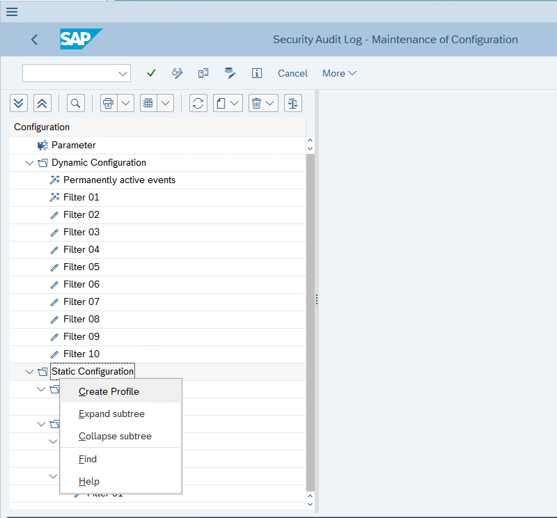 لقطة شاشة توضح إعداد شاشة ملف تعريفR S A U CONFIG.