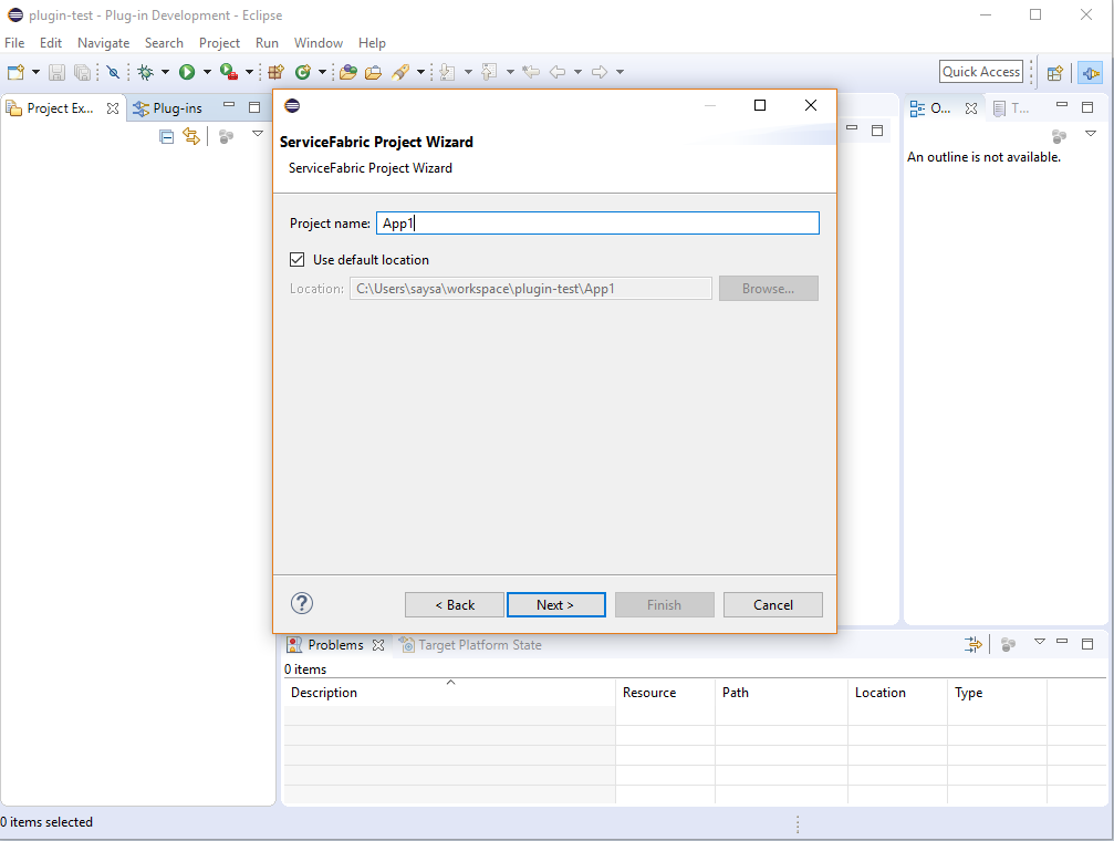 صفحة مشروع جديد ل Service Fabric 2