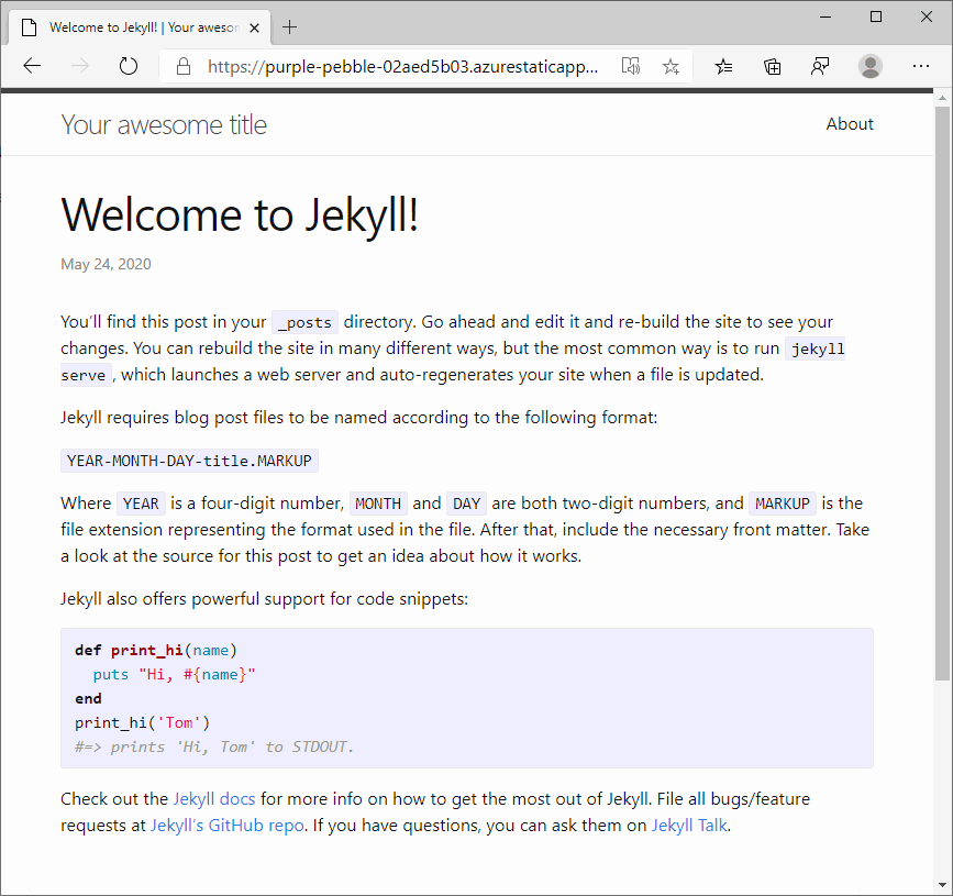 التطبيق المنشور