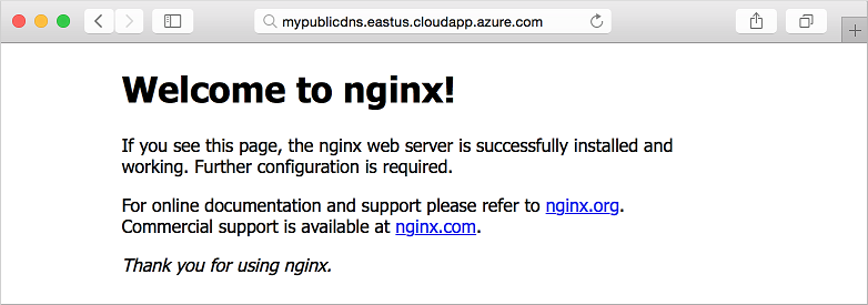 موقع NGINX الافتراضي على جهازك الظاهري