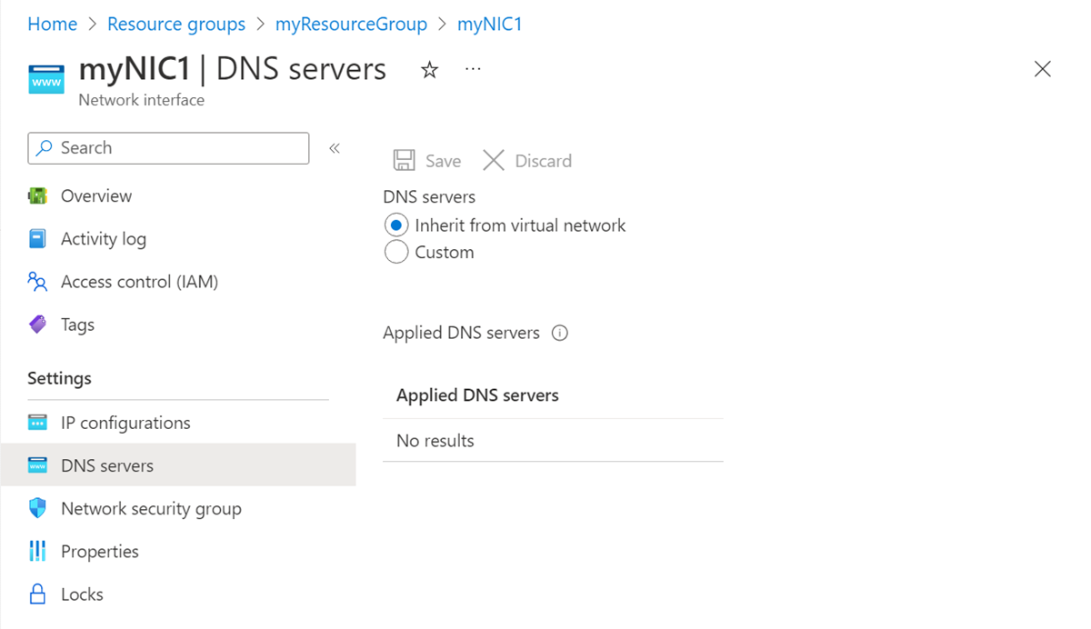 لقطة شاشة لتكوين خادم DNS.