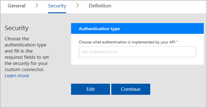 Screenshot of authentication type.