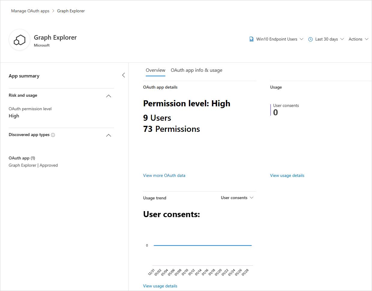 تفاصيل تطبيق OAuth على صفحة التطبيقات.