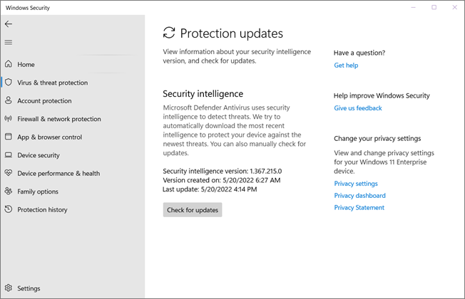 تحديث التعريفات في برنامج الحماية من الفيروسات Microsoft Defender