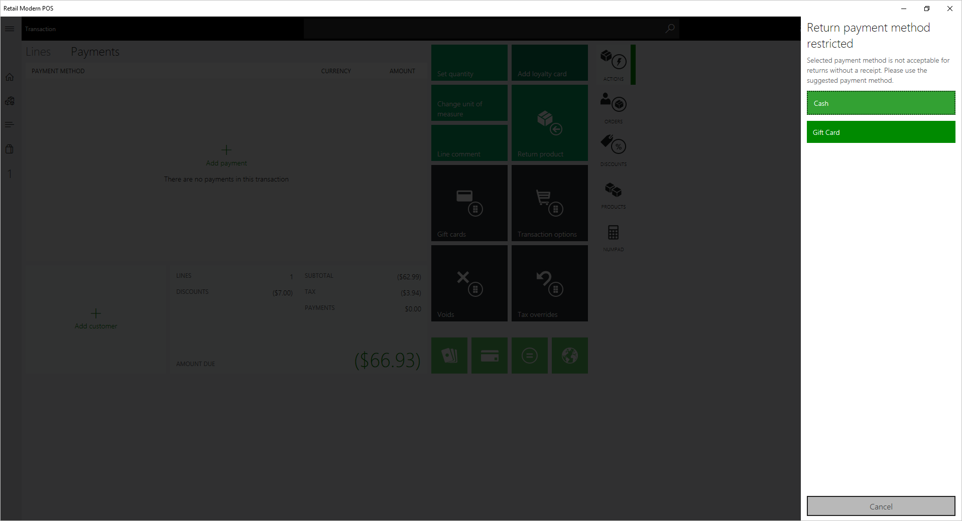 لقطة شاشة لطرق الدفع المقبولة.