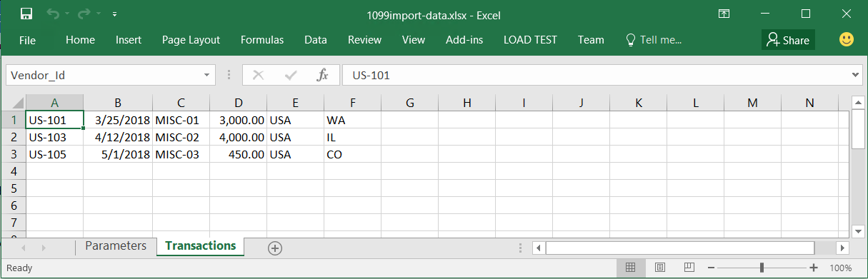 ملف Excel نموذجي لاستيراده من SharePoint.