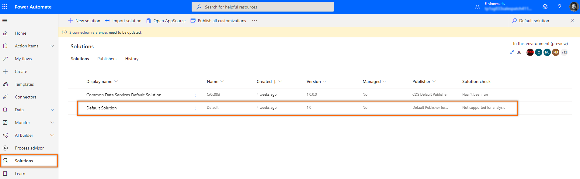 لقطة شاشة لتحديد الحل الافتراضي.