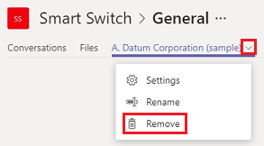 إزالة علامة تبويب تطبيقات Dynamics 365.