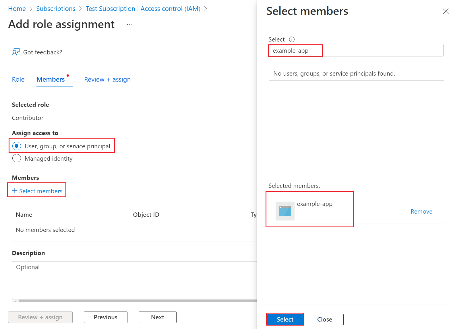 Screenshot showing role assignment, and highlighting how to add members.