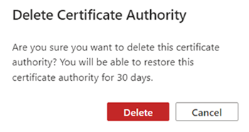 Diagram that shows how to delete a CA certificate.