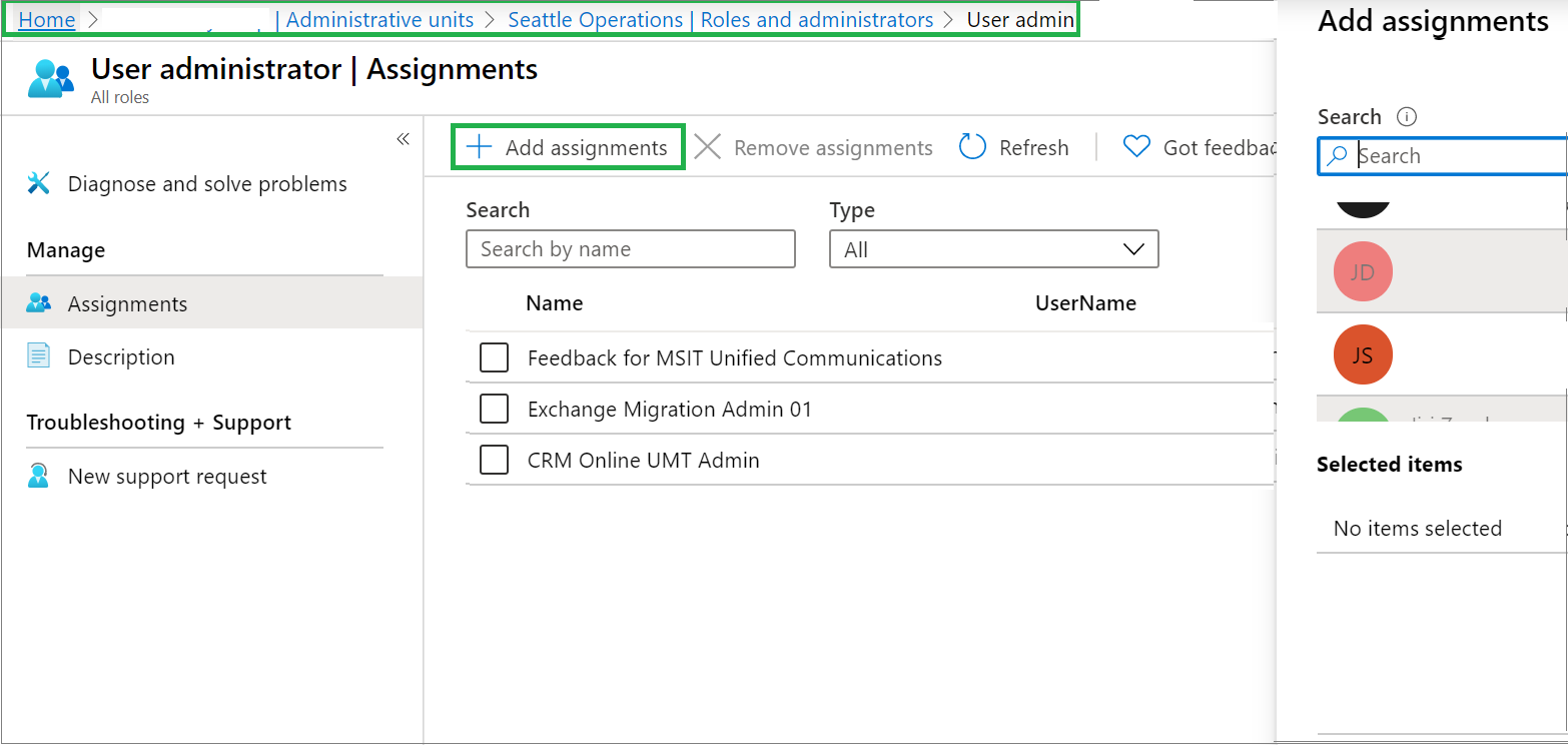 Select the role to scope and then select Add assignments