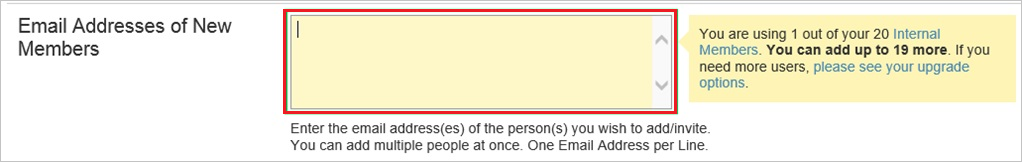 Email addresses of new members.