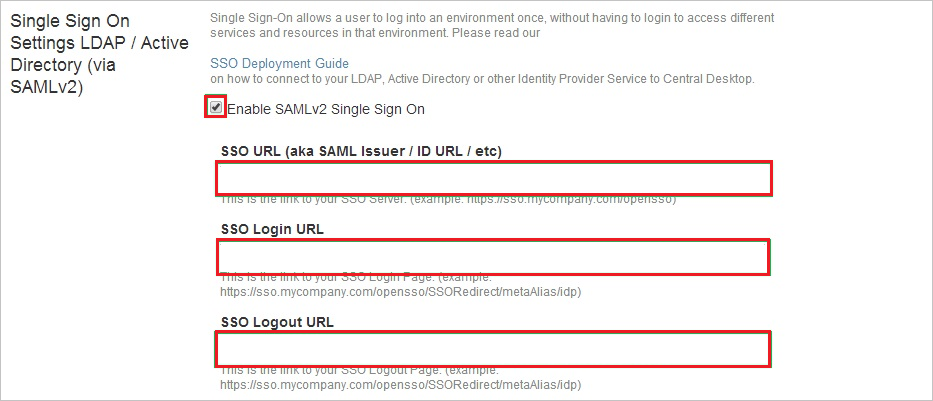 Single sign-on settings.