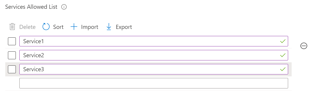 Screenshot that shows a setting with multiple values on a separate line in the Settings Catalog in Microsoft Intune and the Intune admin center.