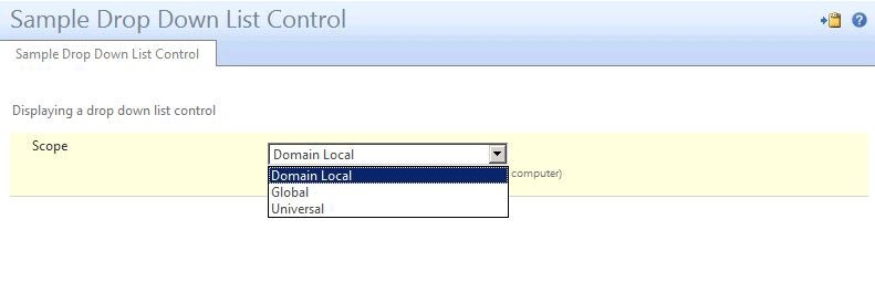 Options in a UocDropDownList control