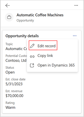 لقطة شاشة توضح أيقونة تحرير السجل.