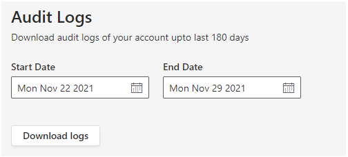 Audit log date range