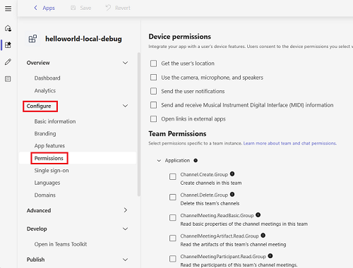 Screenshot shows the RSC permissions managed from Developer Portal. 