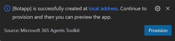 Screenshot shows the message that the feature is successfully created.