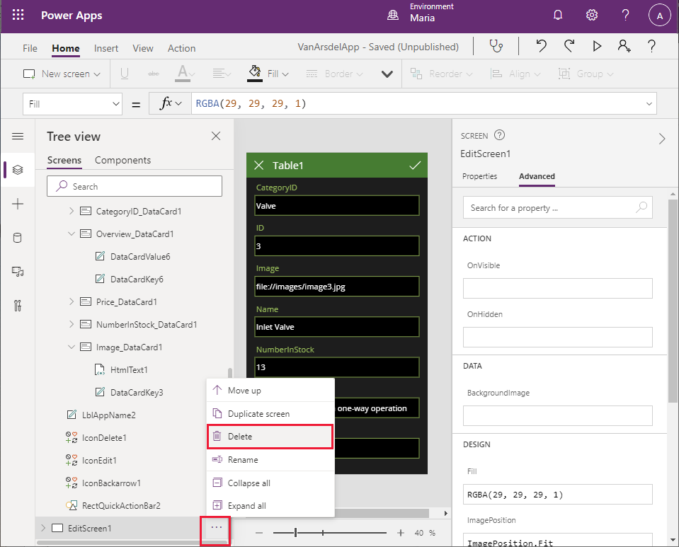 حذف شاشة التحرير.
