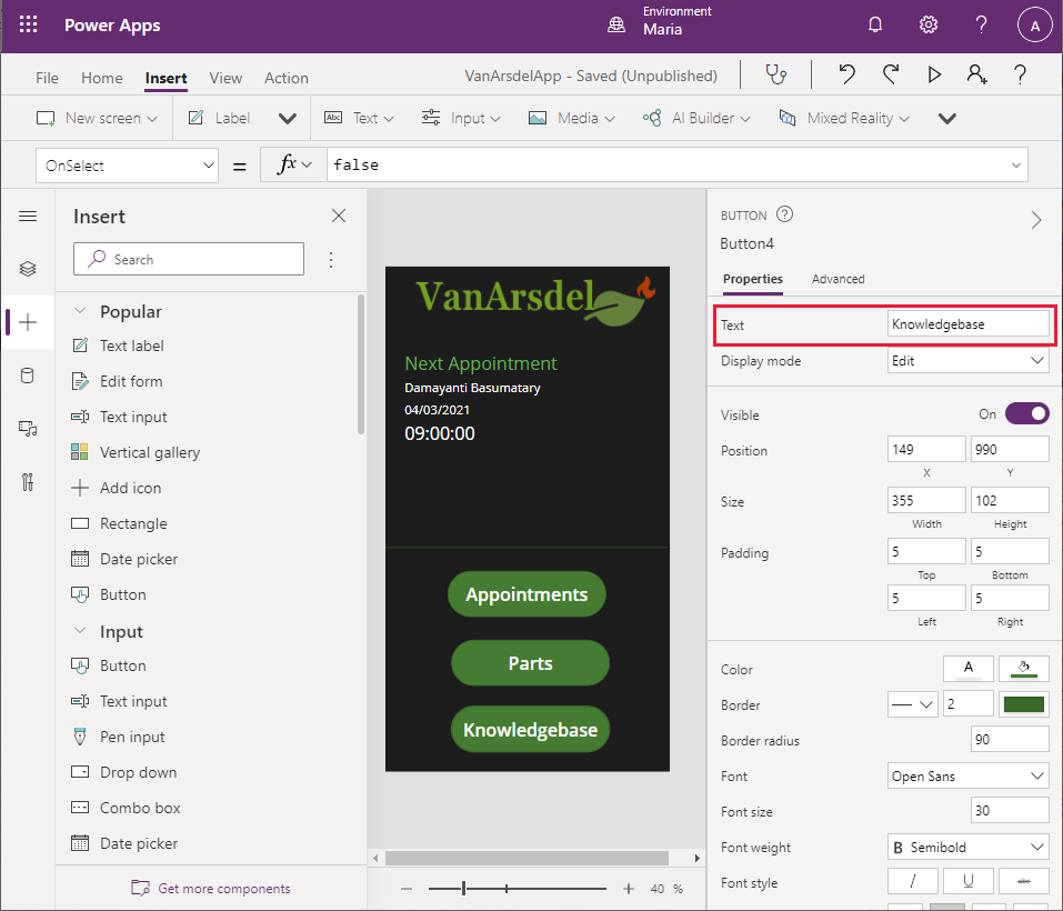 أزرار الشاشة الرئيسية.