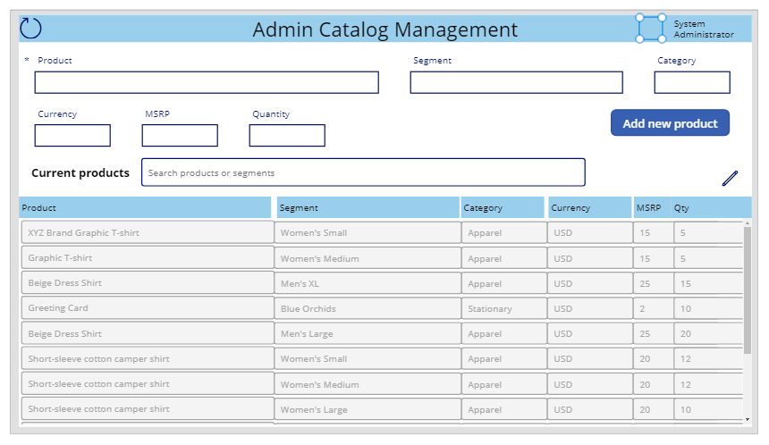 Final version of app with all controls and properties configured.