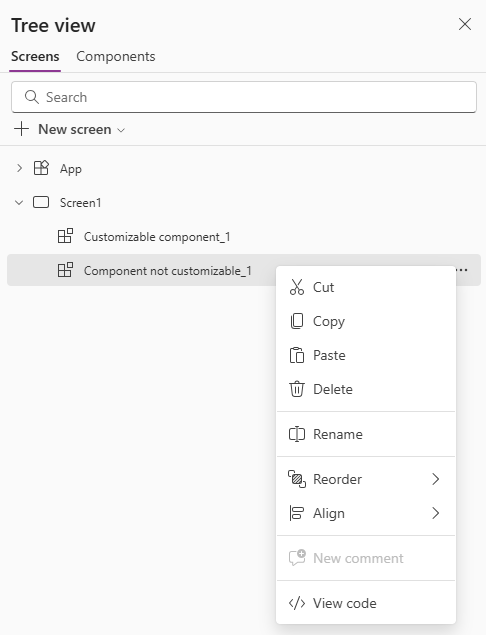 No option to edit component inside consuming app.