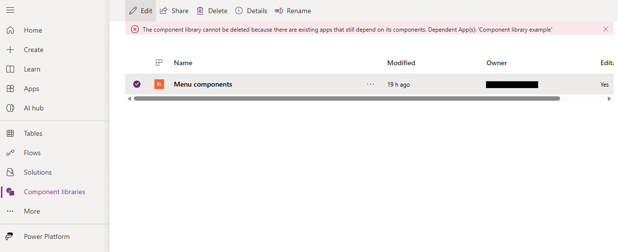 Delete library component.